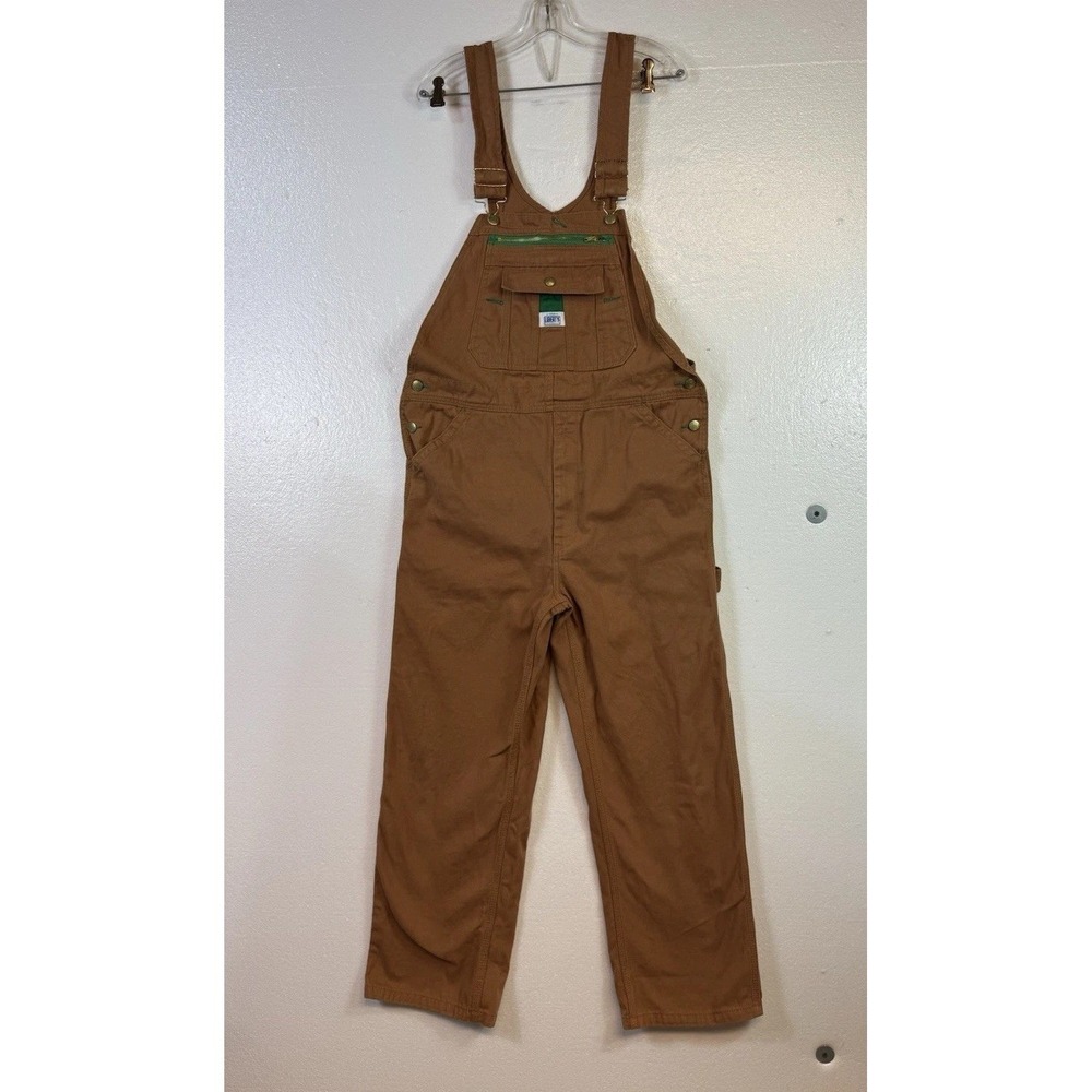 Liberty Bib Overalls Mens 36x30 Brown‎ Canvas Utility Pockets Workwear Carpenter
